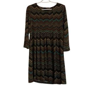 Connected Petites Y2K Style Dress Empire Waist Sz M Warm Fall Colors Knee Length